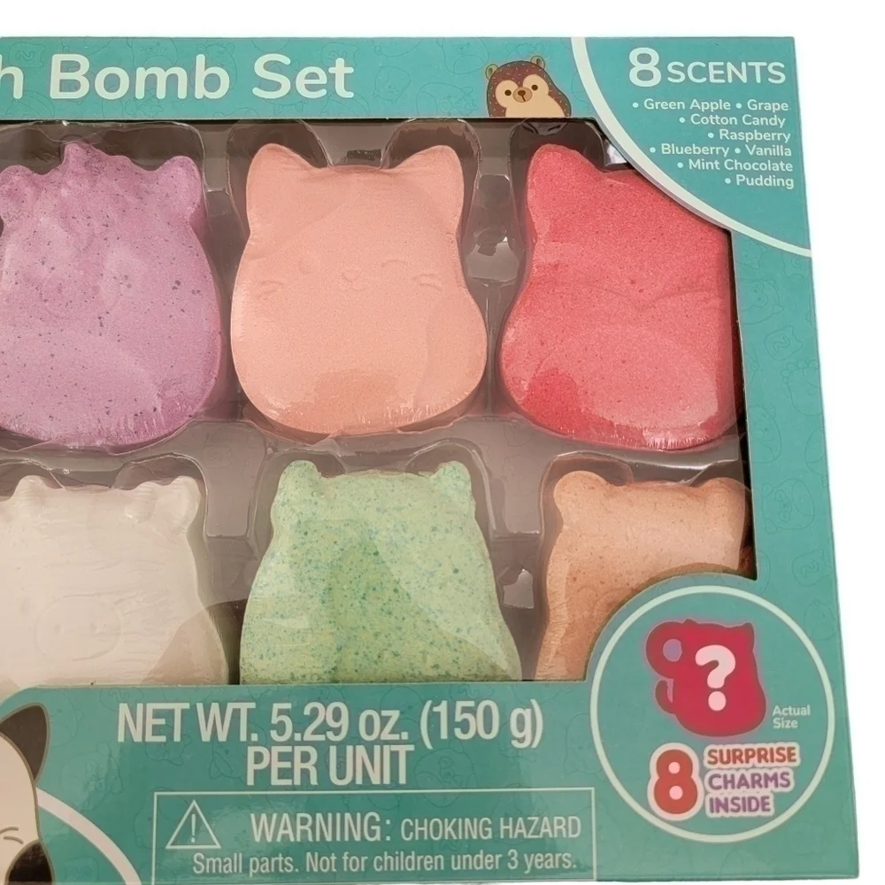 🛑 2 / $40 Sale! Squishmallow Bath Bomb Set (8 Count) with Surprise Charms NWT